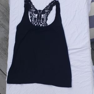 A black lacy tank top